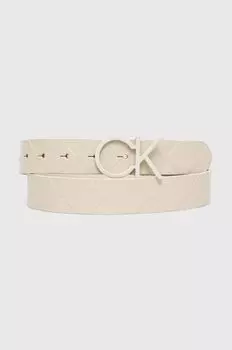 Кожаный ремень Calvin Klein, бежевый