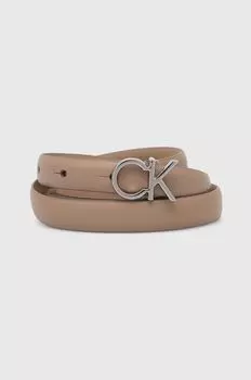 Кожаный ремень Calvin Klein, бежевый