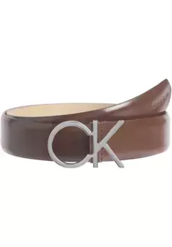 Кожаный ремень Calvin Klein с пряжкой с монограммой, шоколадный