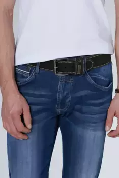 Кожаный ремень CAMP DAVID с бляшкой с логотипом, черный