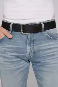 Кожаный ремень CAMP DAVID с тисненым логотипом, черный