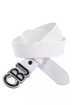 Кожаный ремень Cipo & Baxx с эффектной пряжкой, белый