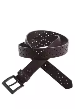 Кожаный ремень Cipo & Baxx с красивым перфорированным узором, коричневый