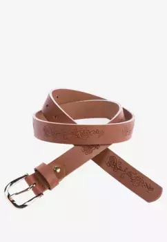 Кожаный ремень Cipo & Baxx с тиснением розы, коричневый