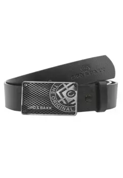 Кожаный ремень Cipo & Baxx в современном стиле, черный