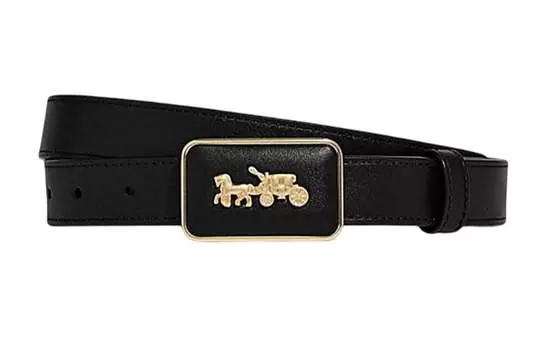 Кожаный ремень COACH унисекс с пряжкой, черный