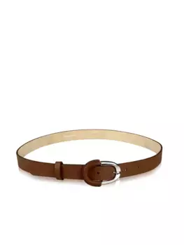 Кожаный ремень COLLEZIONE ALESSANDRO "Loreen", простой дизайн, с частично закрытой застежкой, цвет Cognac