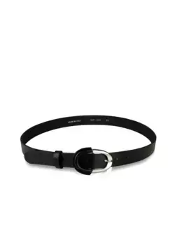 Кожаный ремень COLLEZIONE ALESSANDRO "Loreen", простой дизайн, с частично закрытой застежкой, черный