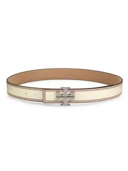 Кожаный ремень Eleanor с цветными блоками Tory Burch, слоновая кость