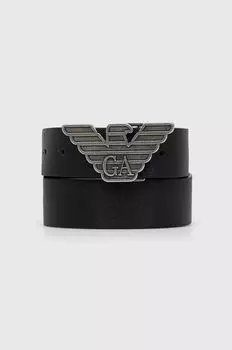 Кожаный ремень Emporio Armani, черный