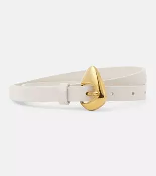 Кожаный ремень Fin Bottega Veneta, Chalk-M Brass