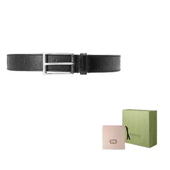 Кожаный ремень Gucci унисекс, черный