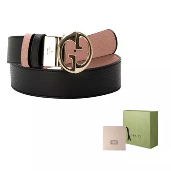 Ремень кожаный Gucci, черный / розовый