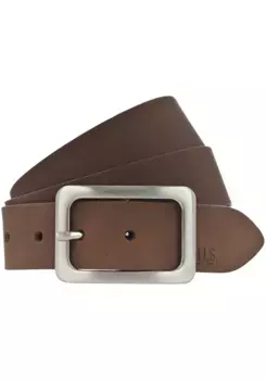 Кожаный ремень H.I.S, застежка блестящего сатинового серебра, коричневый