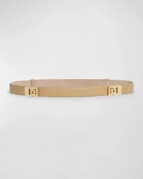 Кожаный ремень Hug с двойной пряжкой Gancini Ferragamo, цвет Light Camel Naturale Beige Tortora