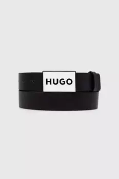 Кожаный ремень HUGO, черный