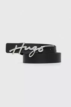 Кожаный ремень HUGO Hugo, черный