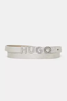 Кожаный ремень HUGO, серебряный
