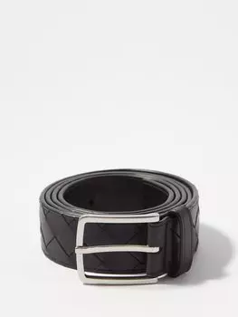 Кожаный ремень intrecciato Bottega Veneta, черный