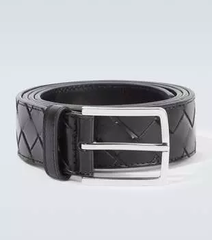 Кожаный ремень intrecciato Bottega Veneta, черный