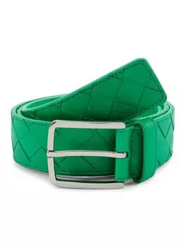 Кожаный ремень Intrecciato Bottega Veneta, цвет Parakeet