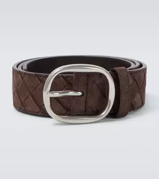 Кожаный ремень Intrecciato Bottega Veneta, Fondant-Silver