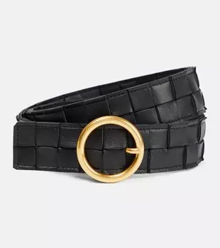 Кожаный ремень Intreccio Bottega Veneta, черный
