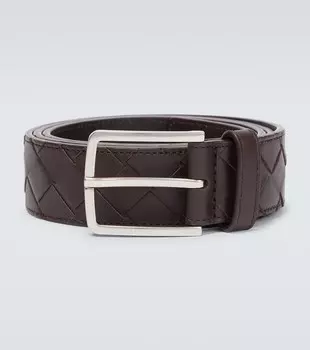 Кожаный ремень Intreccio Bottega Veneta, коричневый