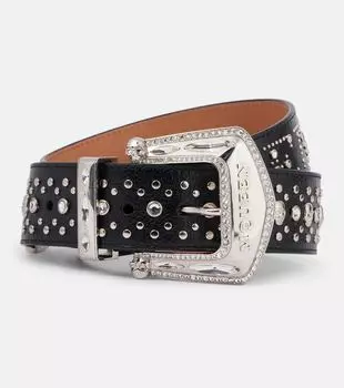 Кожаный ремень Jewelled Arrow McQueen, Black/ Silver