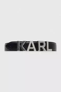 Кожаный ремень Карла Лагерфельда Karl Lagerfeld, черный