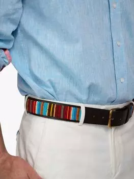 Кожаный ремень KOY с бисером, разноцветный