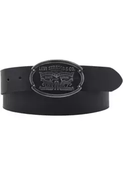 Кожаный ремень Levi's Billy Plaque Belt с характерной пряжкой, черный
