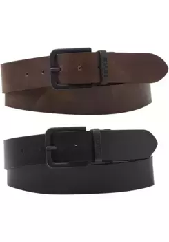 Кожаный ремень Levi's "CORE METAL REVERSIBLE BELT", двусторонний ремень Core Metal, коричневый