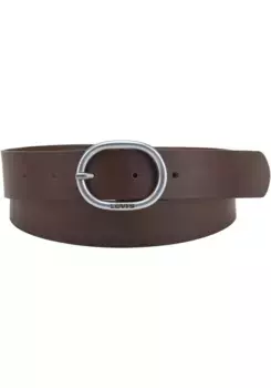 Кожаный ремень Levi's Hermosilla с овальной застежкой и тисненым логотипом, коричневый