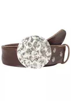 Кожаный ремень LIFE RING by showroom 019° со сменной застежкой "Full Moon Silver" Rettungsring By Showroom 019°, коричневый