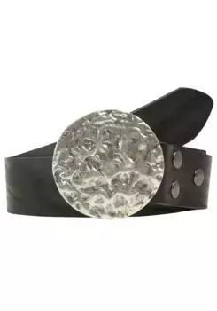 Кожаный ремень LIFE RING by showroom 019° со сменной застежкой "Full Moon Silver" Rettungsring By Showroom 019°, черный