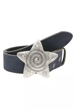 Кожаный ремень LIFEBULT by showroom 019° с кованой звездообразной застежкой Rettungsring By Showroom 019°, синий