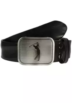 Кожаный ремень LIFEBULT by showroom 019° со сменной застежкой "Golfer Satin Finish" Rettungsring By Showroom 019°, черный