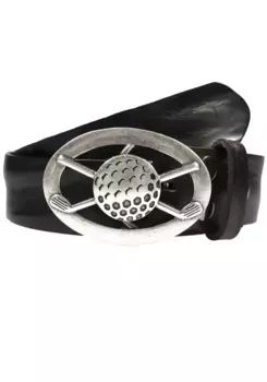 Кожаный ремень LIFEBULT by showroom 019° со сменной застежкой "Golf Ball Oval Open" Rettungsring By Showroom 019°, черный