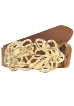 Кожаный ремень LIFEBURG by showroom 019° "Gump Wood" со сменной застежкой "Straw Knot Pink" Rettungsring By Showroom 019°, цвет Cognac