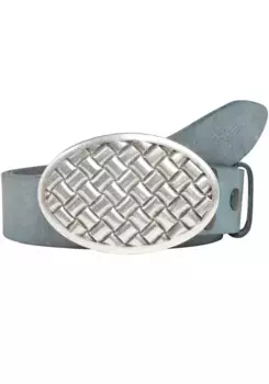 Кожаный ремень LIFEBURG by showroom 019° со сменной застежкой "Oval Braided" Rettungsring By Showroom 019°, джинсовый