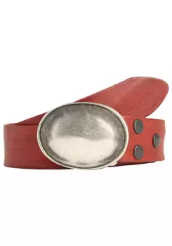 Кожаный ремень LIFEBURG by showroom 019° со сменной застежкой "Oval Curved Silver" Rettungsring By Showroom 019°, красный