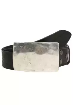 Кожаный ремень LIFEBURG by showroom 019° со сменной застежкой "Rectangle Hammered" Rettungsring By Showroom 019°, черный