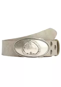 Кожаный ремень LIFEBURG by showroom 019° со сменной застежкой "Сердце Овал" Rettungsring By Showroom 019°, серый