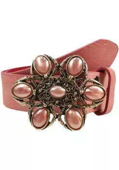 Кожаный ремень LIFEBURG by showroom 019° со сменной застежкой "Nostalgia Pearl Pink" Rettungsring By Showroom 019°, розовый