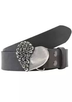 Кожаный ремень LIFEBURG by showroom 019° со сменной застежкой "Rose Heart Half" Rettungsring By Showroom 019°, серый