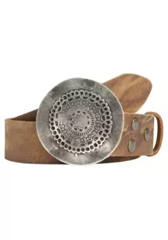 Кожаный ремень LIFEBURG by showroom 019° со сменной застежкой "Round Wavy" Rettungsring By Showroom 019°, цвет Cognac