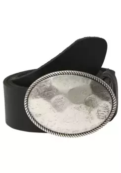 Кожаный ремень LIFEBURG by showroom 019° со сменной застежкой "Oval Matt Hammered" Rettungsring By Showroom 019°, черный