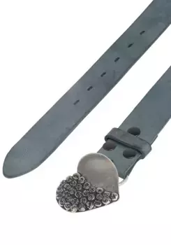 Кожаный ремень LIFEBURG by showroom 019° со сменной застежкой "Rose Heart Half" Rettungsring By Showroom 019°, джинсовый