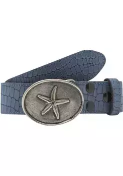 Кожаный ремень LIFEBURG by showroom 019° со сменной застежкой "Starfish Oval Silver" Rettungsring By Showroom 019°, синий